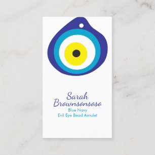 Blaue Navy Yellow Evil Eye Bead Amulett Visitenkarte