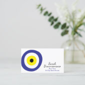 Blaue Navy Yellow Spiritual Evil Eye Bead Amulett Visitenkarte (Stehend Vorderseite)
