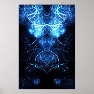 Blaue Nebel Energie Fraktale Kunst Poster