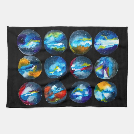 Blaue Nebel Geschirrtuch (Horizontal)