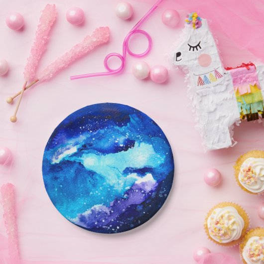 Blaue Nebel Pappteller (Party)