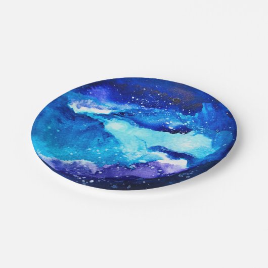 Blaue Nebel Pappteller (Schrägansicht)