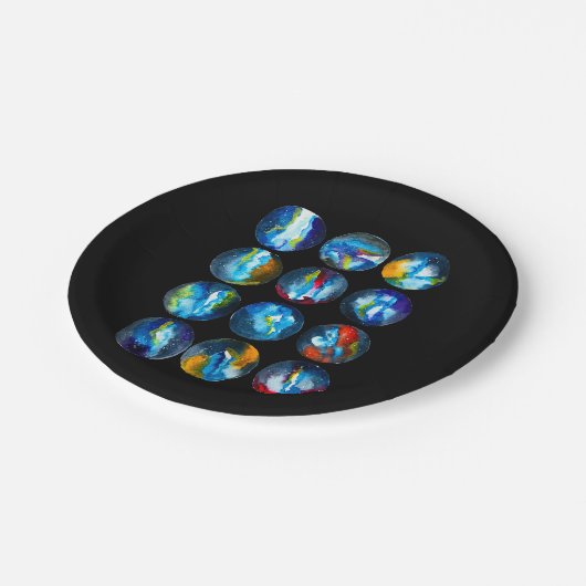 Blaue Nebel Pappteller (Schrägansicht)