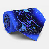 Blaue Necktie mit Pferden, die in der Starry Night Krawatte (Gerollt)