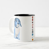 Blaue Ned Tasse mit Emote Streifen (Vorderseite Links)