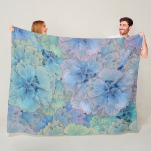Blaue Nelken im Vintagen Stil  Fleecedecke