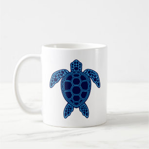 Blaue Neon-Lava-Meeres-Schildkröte Symmetrisches D Kaffeetasse