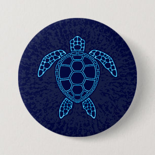 Blaue Neon-Lava-Meerschildkröte Symmetrisches Desi Button