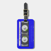 Blaue NeonKassette Gepäckanhänger (Vorderseite vertikal)