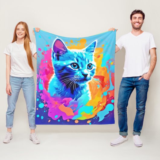 Blaue Neonkatze im Spritzer Fleecedecke (Beispiel)