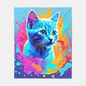 Blaue Neonkatze im Spritzer Fleecedecke (Vorderseite)
