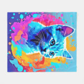 Blaue Neonkatze im Spritzer Fleecedecke (Vorderseite (Horizontal))