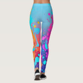 Blaue Neonkatze im Spritzer Leggings (Rückseite)