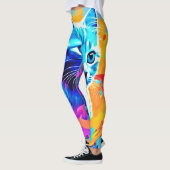 Blaue Neonkatze im Spritzer Leggings (Links)