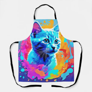 Blaue Neonkatze im Spritzer Schürze