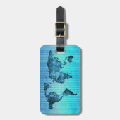 Blaue Neonstreifen der Weltkarte-| Gepäckanhänger (Vorderseite vertikal)