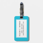 Blaue Neonstreifen der Weltkarte-| Gepäckanhänger (Rückseite vertikal)