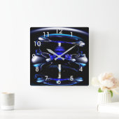 blaue Neonuhr Quadratische Wanduhr (Zuhause)