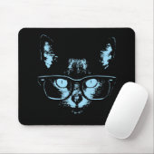 Blaue Nerd-Katze Mousepad (Mit Mouse)