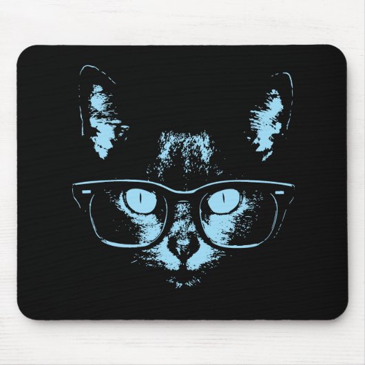 Blaue Nerd-Katze Mousepad (Vorne)