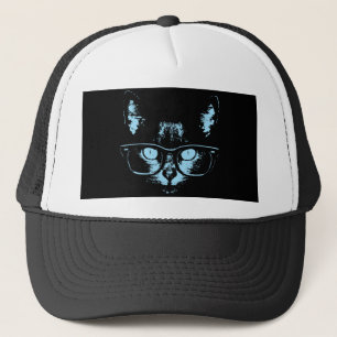 Blaue Nerd-Katze Truckerkappe