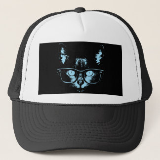 Blaue Nerd-Katze Truckerkappe