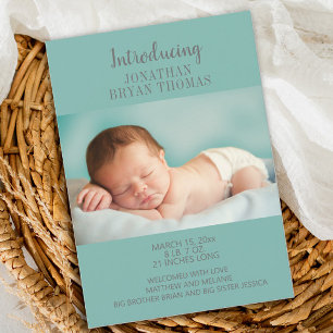Blaue Neues Baby Foto Geburtsanzeige Ankündigung