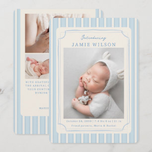 Blaue Neugeborenen-Geburtsfoto-Collage Baby Junge Ankündigung