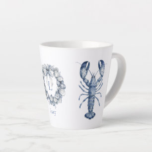 Blaue Neujahrs-Lobster- und Austernschalen-Kranz Milchtasse