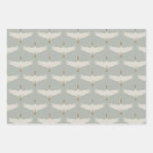 Blaue, neutrale Vogelkrane Art-Déco-Muster Geschenkpapier Set (Vorderseite 2)