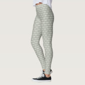 Blaue, neutrale Vogelkrane Art-Déco-Muster Leggings (Links)