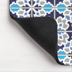 Blaue niederländische Eiskristall-Kachel-Muster Mousepad