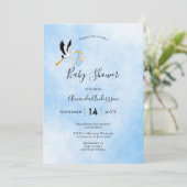 Blaue niedliche Babydusche Einladung (Stehend Vorderseite)