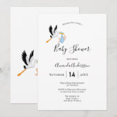 Blaue niedliche Babydusche Einladung (Vorne/Hinten)