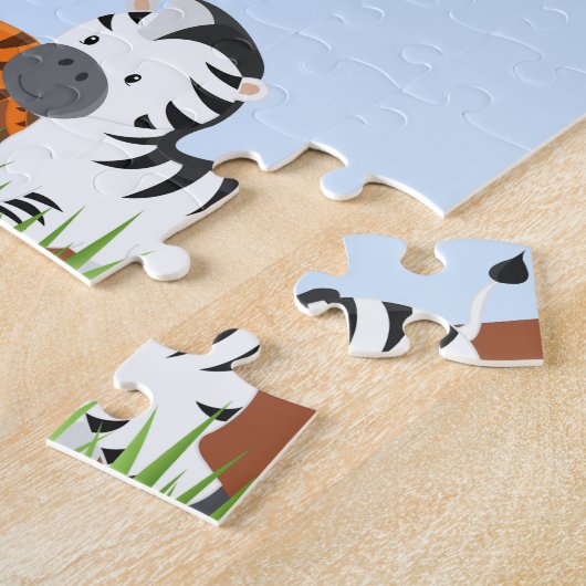 Blaue niedliche Dschungel-Baby-Tier-Puzzlespiele Puzzle (Seite)