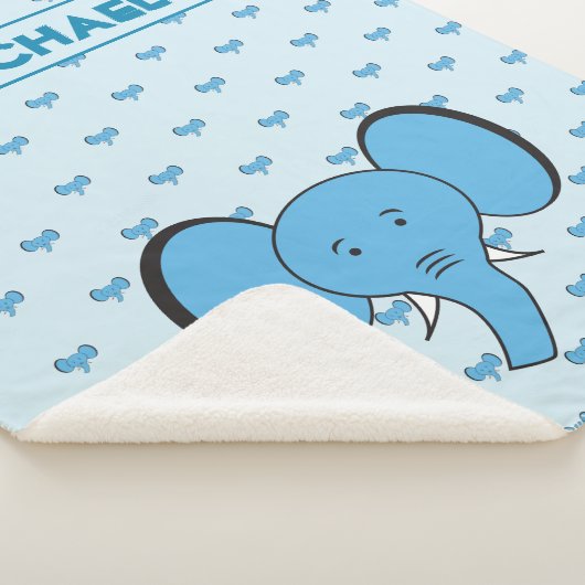 Blaue Niedliche Elefant Illustration mit Namen Sherpadecke (3/4)