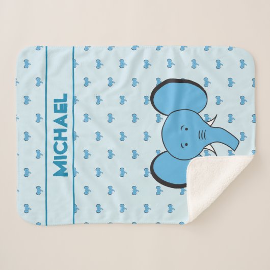 Blaue Niedliche Elefant Illustration mit Namen Sherpadecke (Vorderseite (Horizontal))