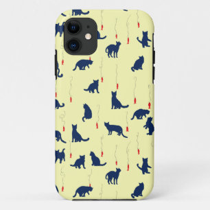 Blaue niedliche Kätzchen und Rotfische Case-Mate iPhone Hülle