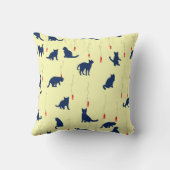 Blaue niedliche Kätzchen und Rotfische Kissen (Rückseite)