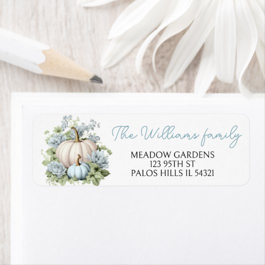 Blaue niedliche Kürbisbaby Boy Dusche Rücksendeadr (Insitu)