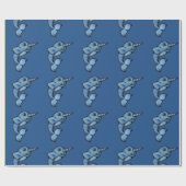 Blaue niedliche Narwhal Geschenkpapier (Flach)