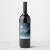 Blaue Night Landschaft Hochzeitweiliges Weinlabel  Weinetikett (Vorderseite)