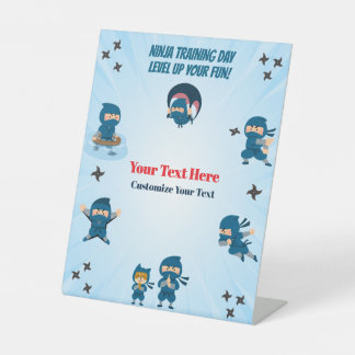 Blaue Ninja-Truppe Geburtstagsfeier Ihr Text Hier Sockelschild