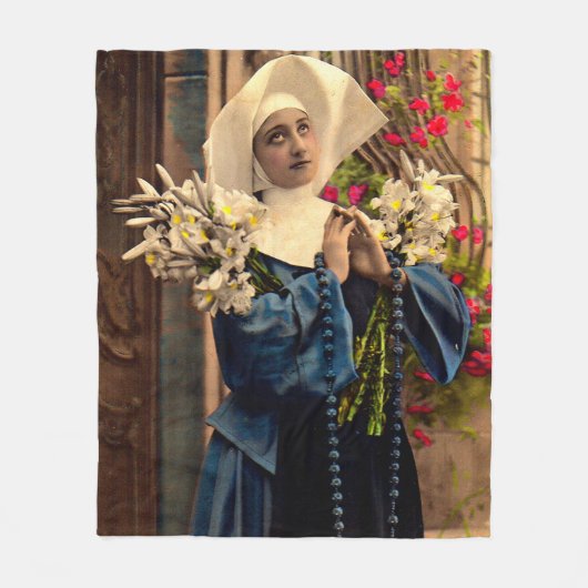 Blaue Nonne um 1910 Fleecedecke (Vorderseite)