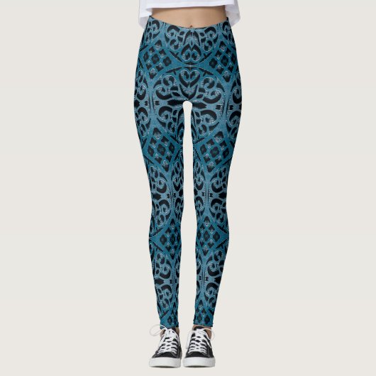 blaue Note Leggings (Vorderseite)