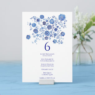 Blaue Oberbouquet-Hochzeitstisch-Nummer Gastnamen Einladung