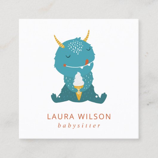 BLAUE OCHRE NIEDLICH SANDI KLEINE MOSTER ICECREAM QUADRATISCHE VISITENKARTE (Vorderseite)