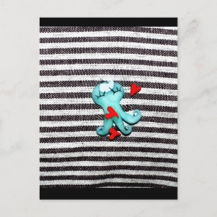 Blaue Octopoda Schwarz-Weiß-Herzen Postkarte