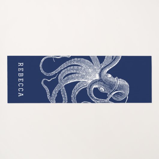 Blaue Octopus-Illustration Yogamatte (Rückseite (Horizontal))