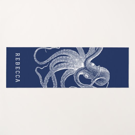 Blaue Octopus-Illustration Yogamatte (Vorderseite (Horizontal))